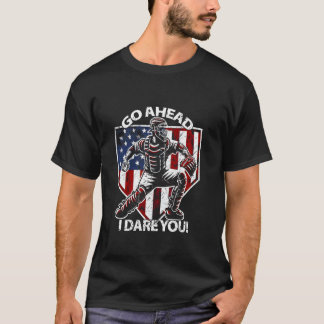 Home Plate Amerikanische Flagge Softball Baseball T-Shirt