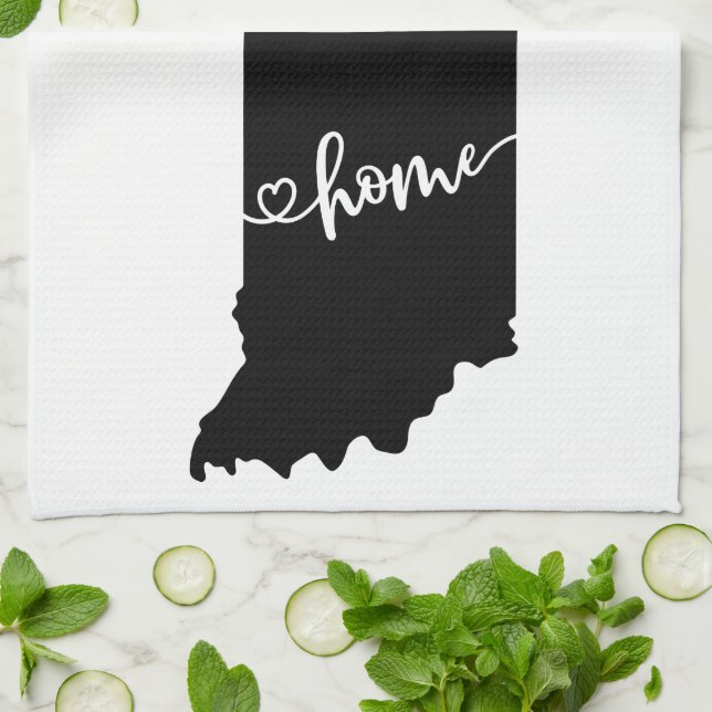Home State Outline Heart Indiana Serviette de cuis (Plié)