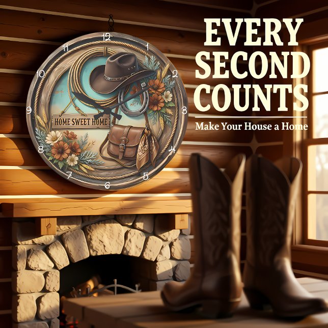 Home Sweet Home Cowboy Hat Große Wanduhr (Von Creator hochgeladen)