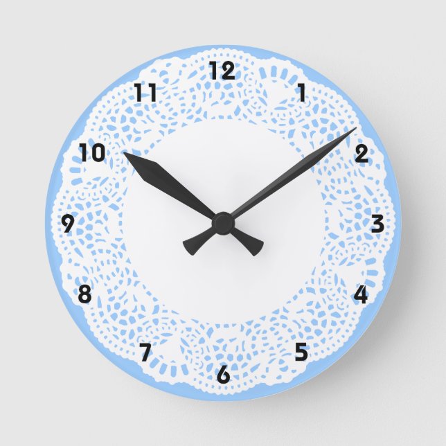 Home Sweet Home Doily Design (with numbers) Runde Wanduhr (Vorderseite)