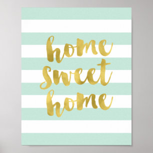 Home Sweet Home Gold et Mint Impression d'art