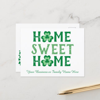 Home Sweet Home Irlandais Shamrock Clover Carte po