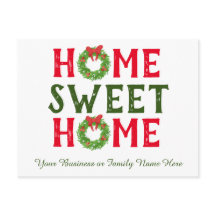 Home Sweet Home Noël Wreath Holiday Carte postale