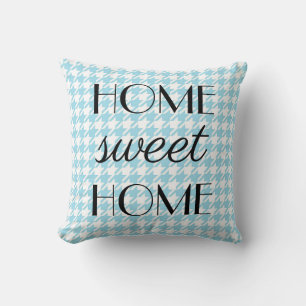 Home Sweet Home Pastell Hellblau Pepita-Muster Kissen