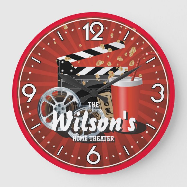 Home Theater Cinema Personalizable Wall Clock Große Wanduhr (Vorderseite)