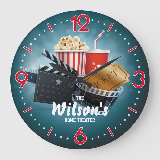 Home Theater Cinema Personalizable Wall Clock Große Wanduhr (Vorderseite)