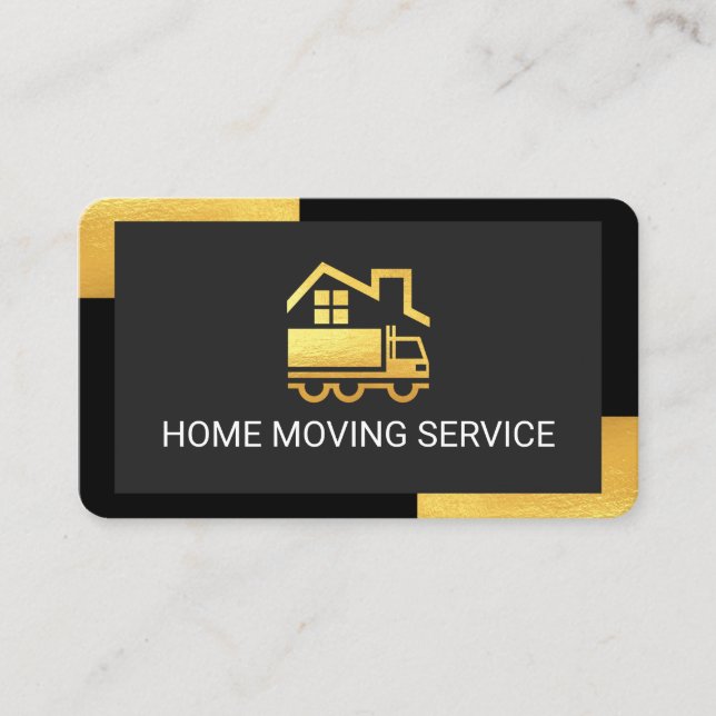 Home Truck Movers On Black Gold Tab Corners Visitenkarte (Vorderseite)