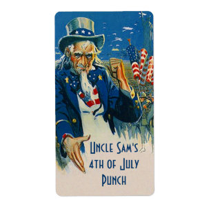 Homebrewing Beer Bottle Label Uncle Sam 4. Juli