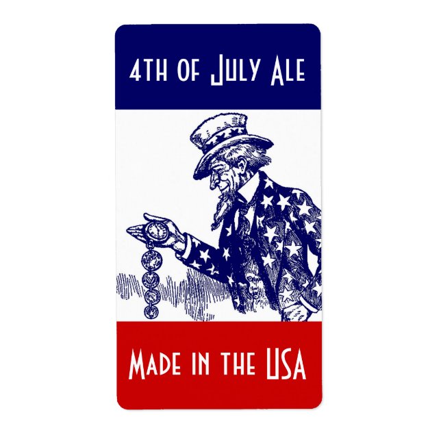 Homebrewing Beer Labels für 4. Juli Uncle Sam (Vorne)