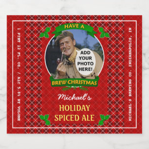 Homebrewing Brew Weihnachts Red Raute Custom Foto Bierflaschenetikett