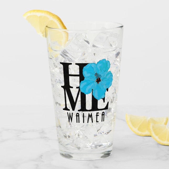 HOMEE Waimea Blue Hibiskus Glas (Vorderseite Ice)