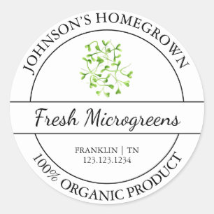 Homegrown Garden Fresh Bio Microgreens Label Runder Aufkleber