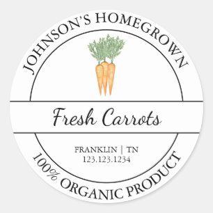 Homegrown Garden Frische Bio Karotte Runder Aufkleber