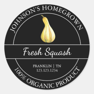 Homegrown Garden Frische Bio Squash Label Runder Aufkleber