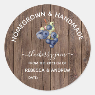 Homegrown & Handmade Blueberry Jam Barn Wood Runder Aufkleber