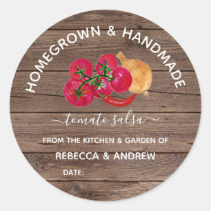 Homegrown & Handmade Chill Tomato Salsa Mason Jar Runder Aufkleber