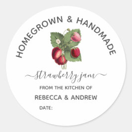 Homegrown & Handmade Strawberry Jam Mason Jar Runder Aufkleber
