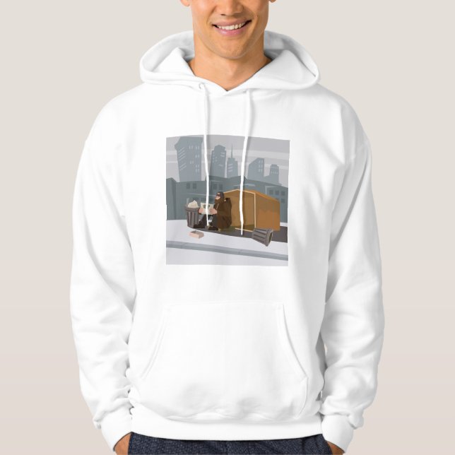 Homeless Man Holding Help Sign Urban Poverty Hoodie (Vorderseite)