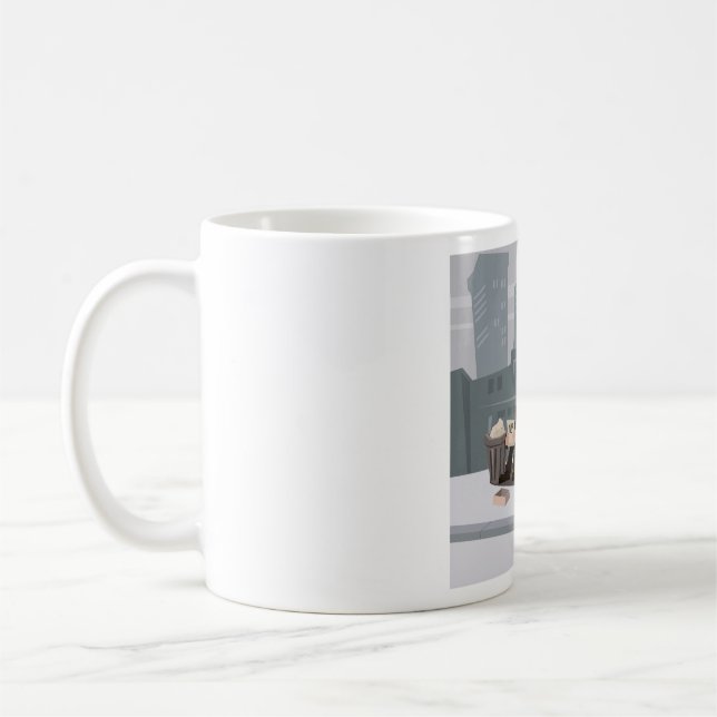 Homeless Man Holding Help Sign Urban Poverty Kaffeetasse (Links)