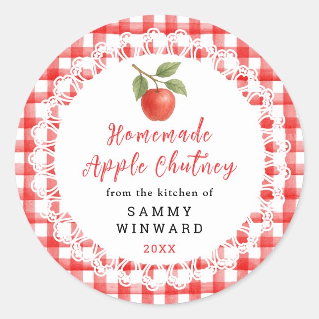 Homemade Apple Chutney Label Runder Aufkleber (Vorderseite)
