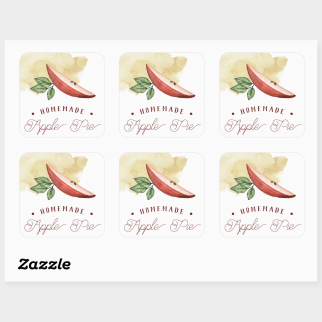 Homemade Apple Pie Labels Quadratischer Aufkleber (Blatt)