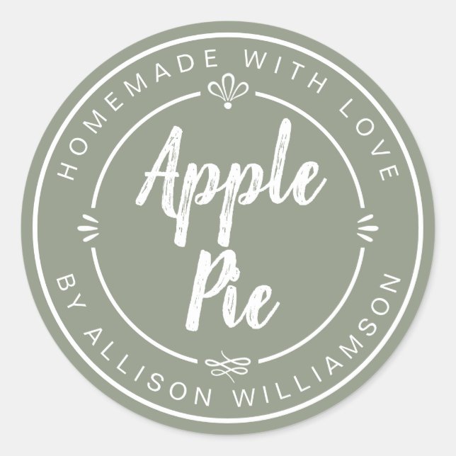 Homemade Apple Pie Sage Green Runder Aufkleber (Vorderseite)