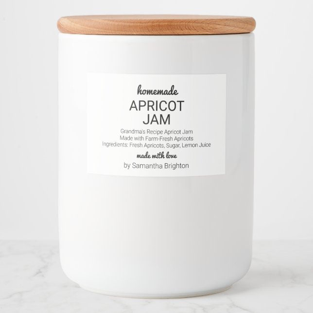 Homemade Apricot Konfitüre Custom Kitchenette Pant Lebensmitteletikett (Vorderseite)