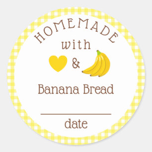 Homemade Banana Brot Gingham  Runder Aufkleber
