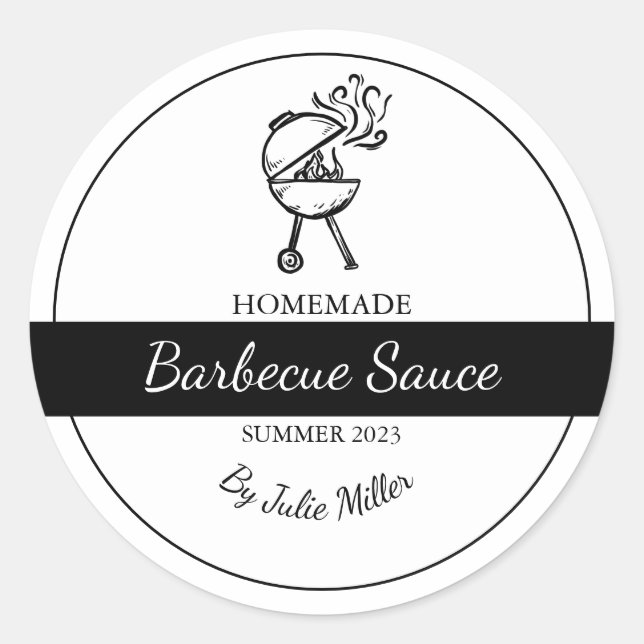 Homemade Barbecue Sauce GRILLEN Label Runder Aufkleber (Vorderseite)