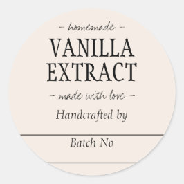 Homemade Beige Vanilla Extract Kitchen Jar Runder Aufkleber