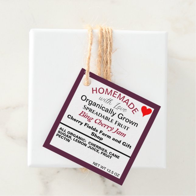 Homemade Bing Cherry Jam QR Code Geschenkanhänger (Beispiel)