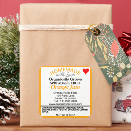 Homemade Bio Orange Jam Canning Quadratischer Aufkleber