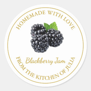 Homemade BlackBerry-Jam-Label   weiß Runder Aufkleber