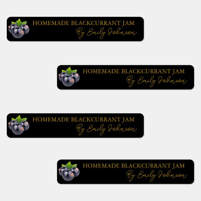 Homemade Blackcurrant Jam Thin Siegel Label Etiketten (Gruppe)