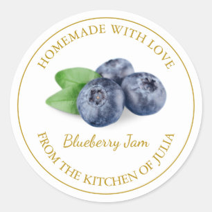 Homemade Blueberry-Jam-Label weiß Runder Aufkleber