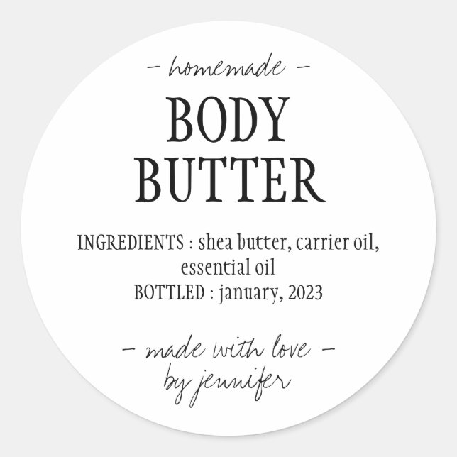 Homemade Body Butter Runder Aufkleber (Vorderseite)