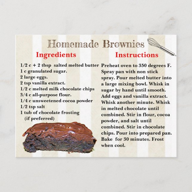 Homemade Brownies Rezept Postkarte (Vorderseite)