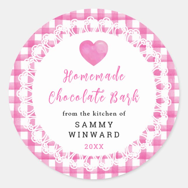 Homemade Chocolate Bark Label Runder Aufkleber (Vorderseite)