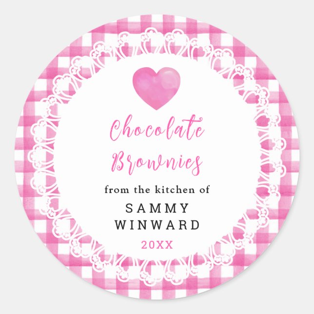 Homemade Chocolate Brownies Label Runder Aufkleber (Vorderseite)