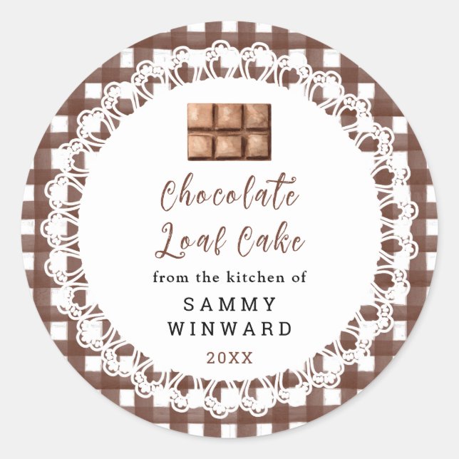 Homemade Chocolate Loaf Cake Label Runder Aufkleber (Vorderseite)