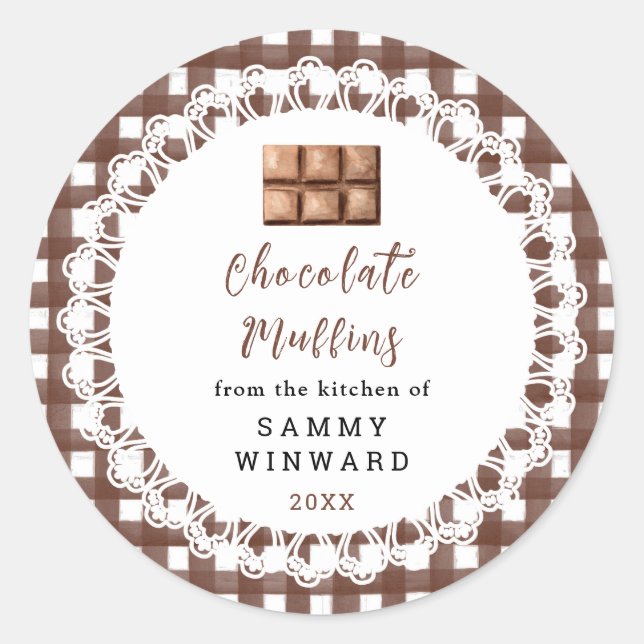 Homemade Chocolate Muffins Label Runder Aufkleber (Vorderseite)