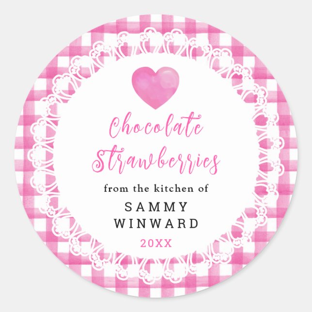 Homemade Chocolate Strawberries Label Runder Aufkleber (Vorderseite)
