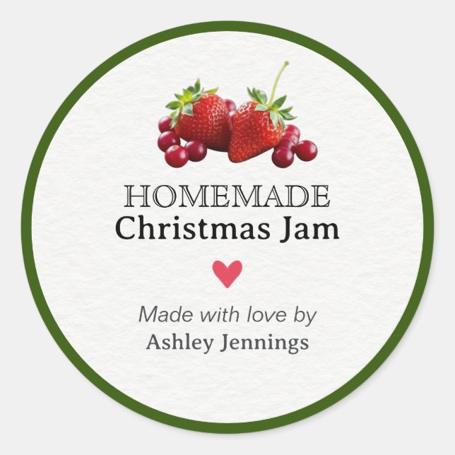 Homemade Christmas Jam Label | Custom Sticker (Vorderseite)