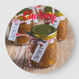 Homemade Chutney onion pineapple kitchen gift Große Wanduhr