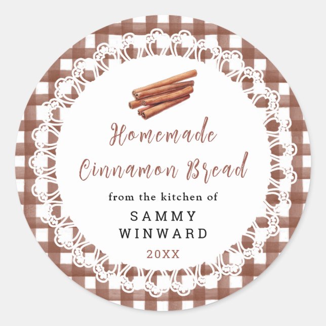 Homemade Cinnamon Bread Label Runder Aufkleber (Vorderseite)