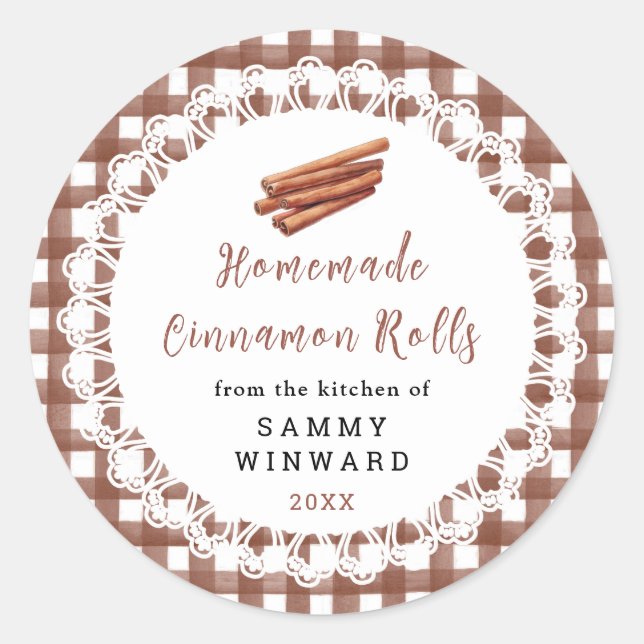 Homemade Cinnamon Rolls Label Runder Aufkleber (Vorderseite)