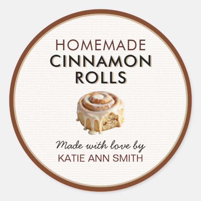 Homemade Cinnamon Rolls Label With Love Stickers (Devant)