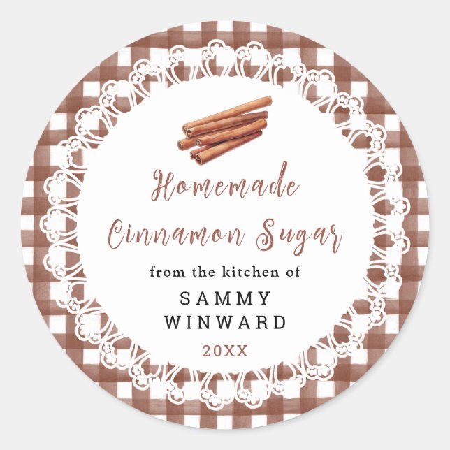 Homemade Cinnamon Sugar Label Runder Aufkleber (Vorderseite)