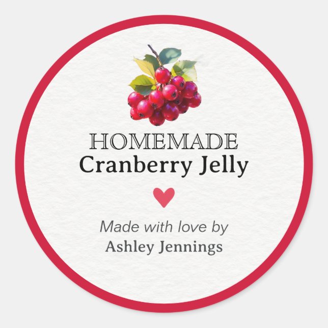 Homemade Cranberry Jelly Label Custom Sticker  (Devant)