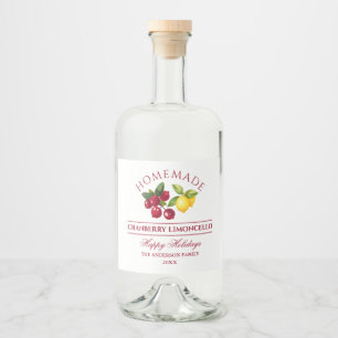 Homemade Cranberry Limoncello Alkoholflaschenetikett
